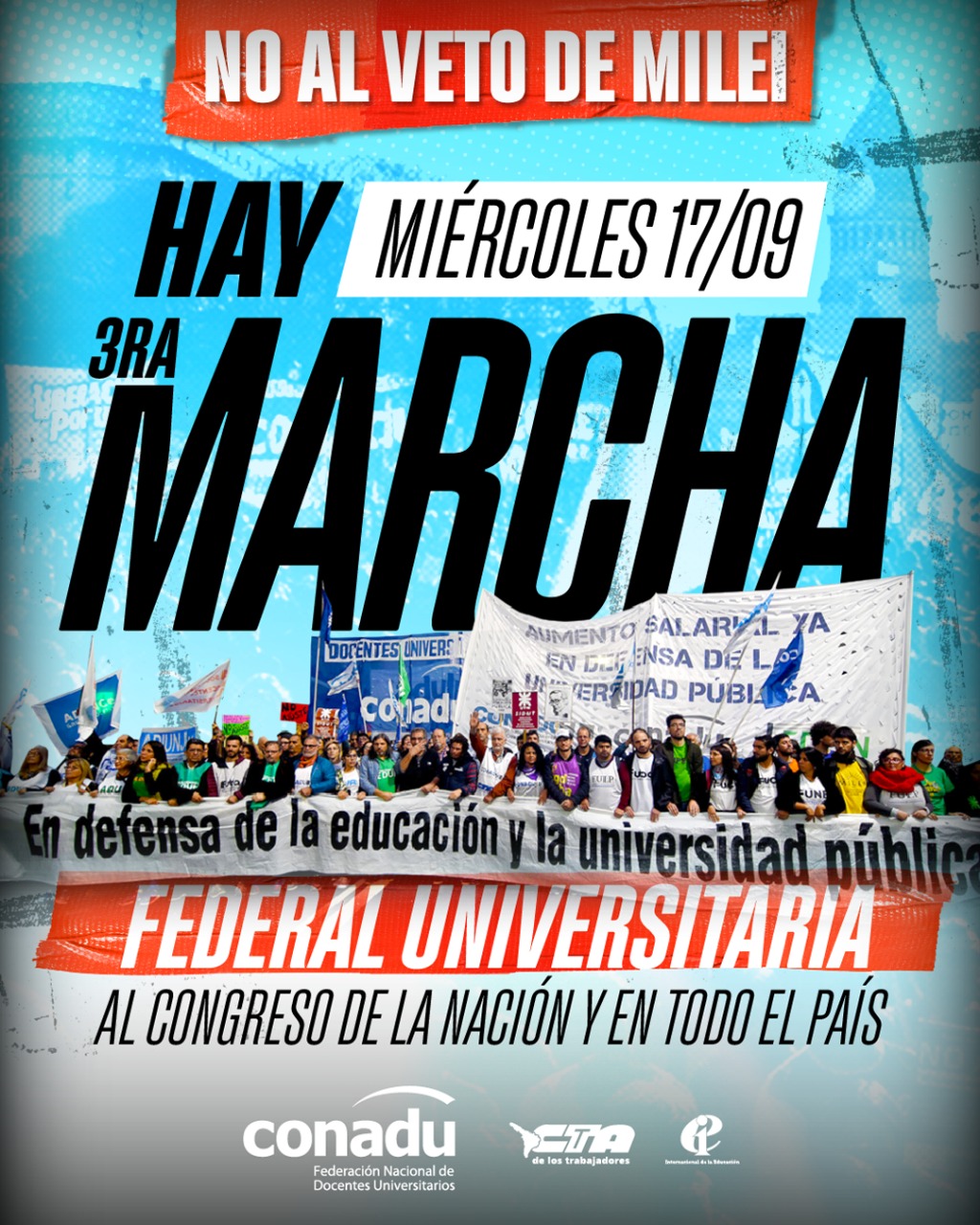 Afiche por la Marcha Federal Universitaria el 17/9/2025